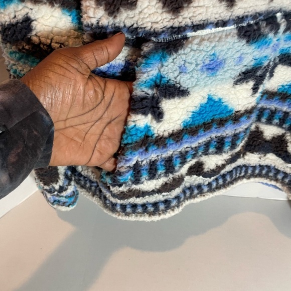 Aerie OFFLINE Cozy Nordic Snowflake Fleece Quarter Zip Pullover Size Large - Picture 5 of 15